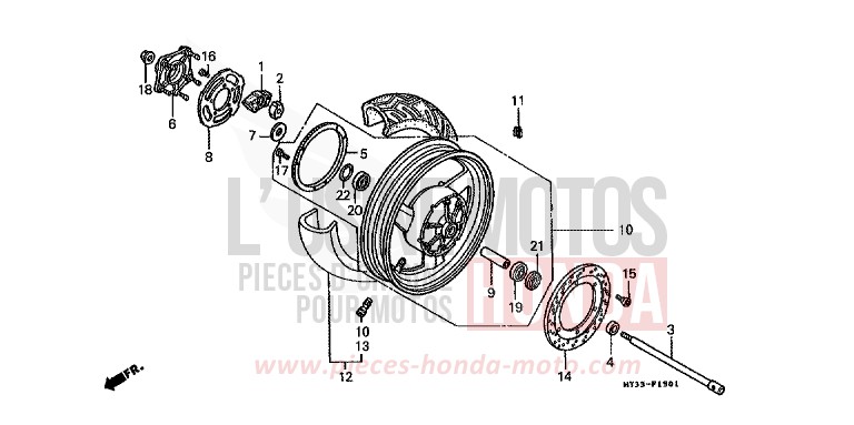 REAR WHEEL for Pan-European ABS CANDY GLORY RED-U (R101CU) from 1993